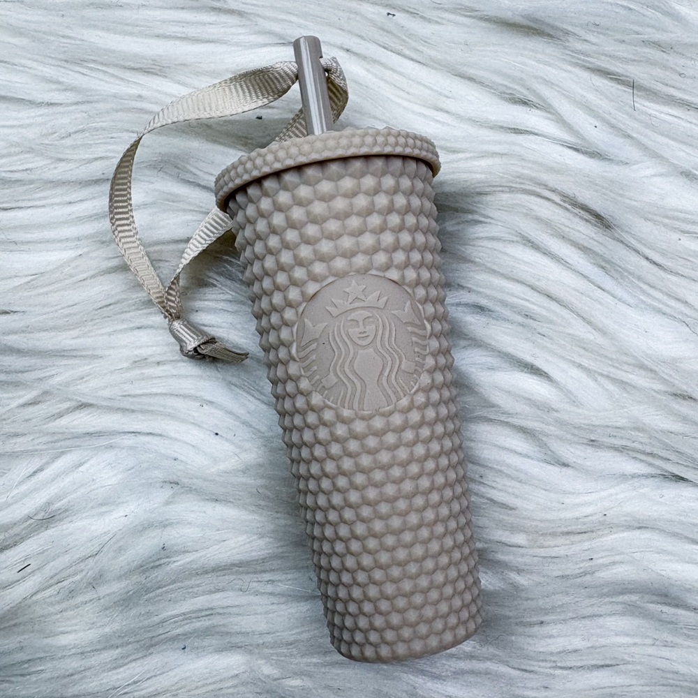 Starbucks China 2022 Studded Ornament Keychain Milk Tea Matte Taupe Tan NEW